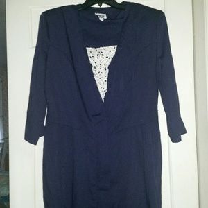 R.E.O. Navy Blue with Lace Dress Size 16